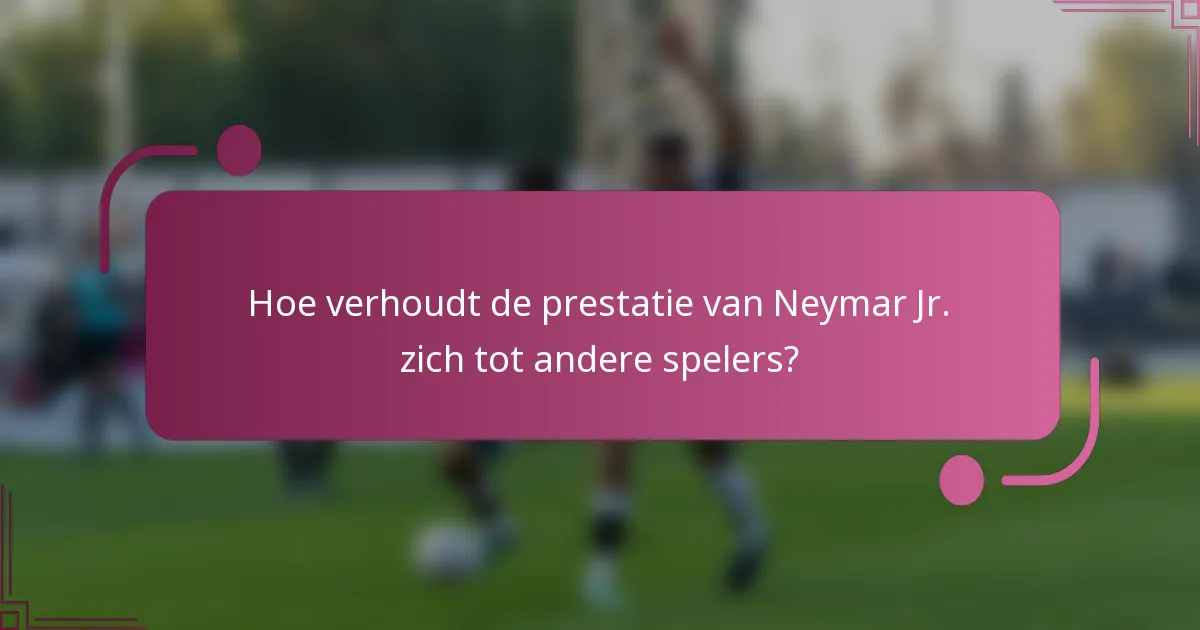 Hoe verhoudt de prestatie van Neymar Jr. zich tot andere spelers?