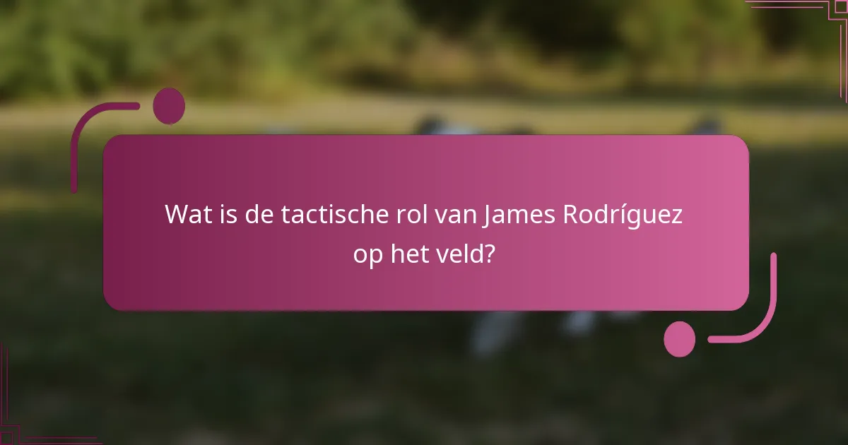 Wat is de tactische rol van James Rodríguez op het veld?