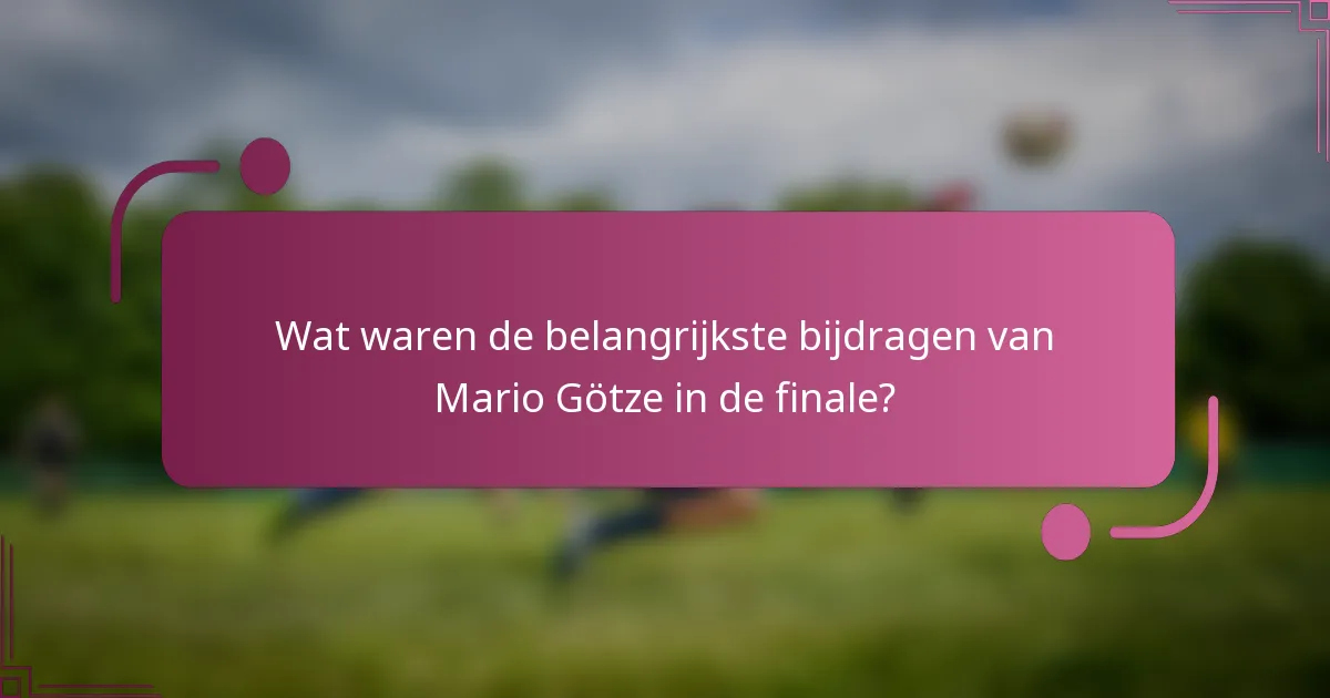 Wat waren de belangrijkste bijdragen van Mario Götze in de finale?